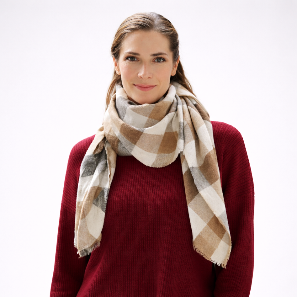 Linen Check Study - 100% Linen Multi-Way Wrap